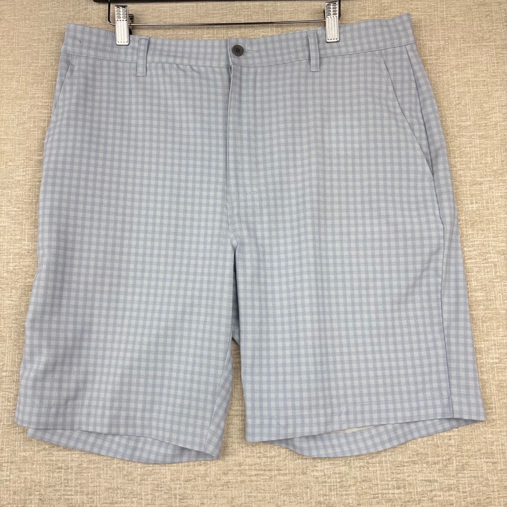 Jack Nicklaus Mens 36 Golf Shorts Blue White Plaid Grid Check Performance